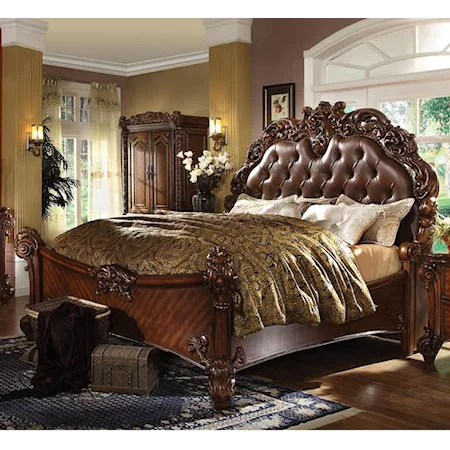 California King Panel Bed with Upholstered Headboard